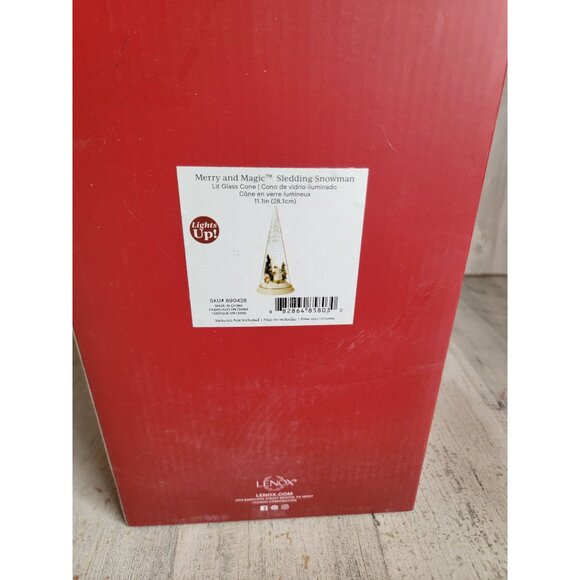 Lenox Merry magic sledding snowman glass cone Xmas figure - Picture 9 of 9